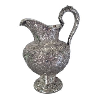 Rare Sterling Silver S Kirk & Son Water Pitcher Repousse no.26F ~No Mono ~41ozt For Sale