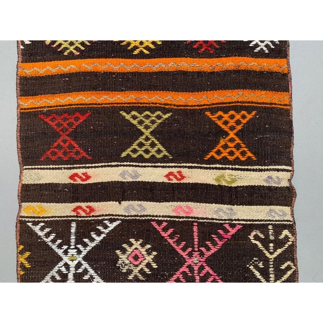 Turkish Narrow Kilim Runner Rug For Sale - Image 5 of 7