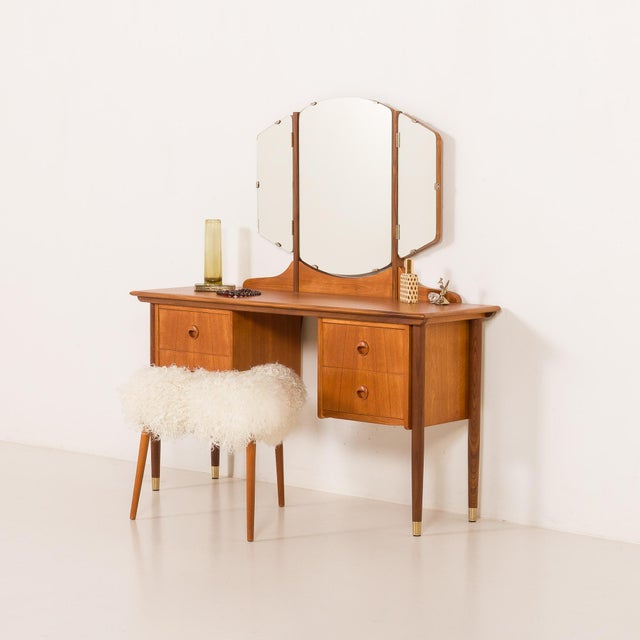 Mid-Century Modern Mid-Century Modern Scandinavian Dressing Table with Adjustable Mirrors, 1960s For Sale - Image 3 of 15