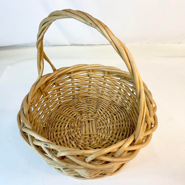 Vintage French Style Boho Chic Coastal Gathering Basket For Sale - Image 11 of 12
