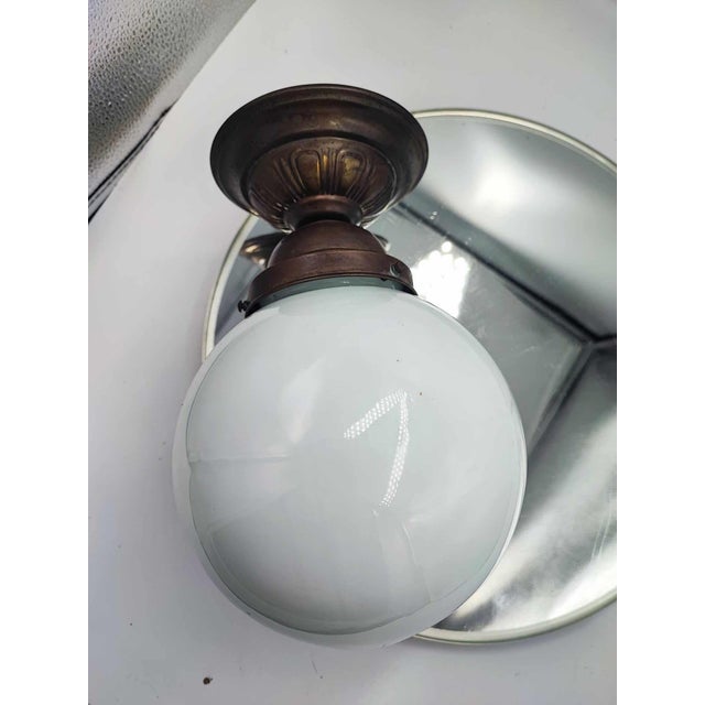 Brown Art Deco Brass Ceiling Lamp, 1920s For Sale - Image 8 of 8