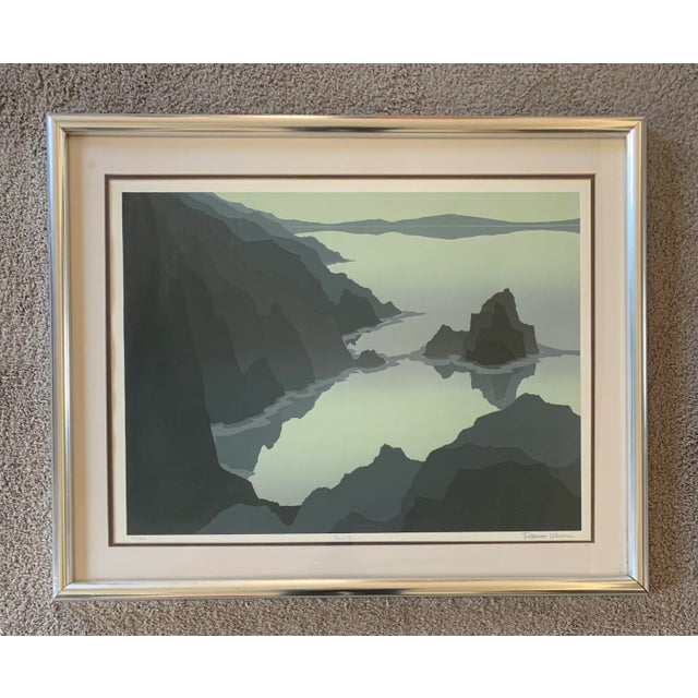 Blue 1970’s Original Landscape Serigraph “Blue Bay” by Robert Wilson For Sale - Image 8 of 8