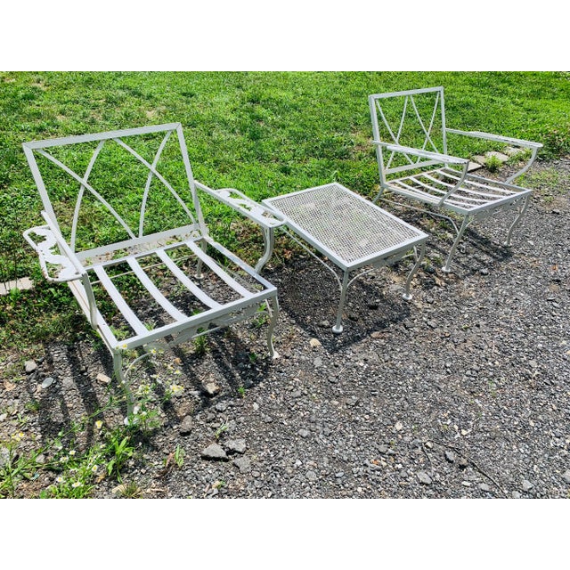 Metal Vintage Wrought Iron Outdoor Patio Seating & Table, 4 Pieces For Sale - Image 7 of 12
