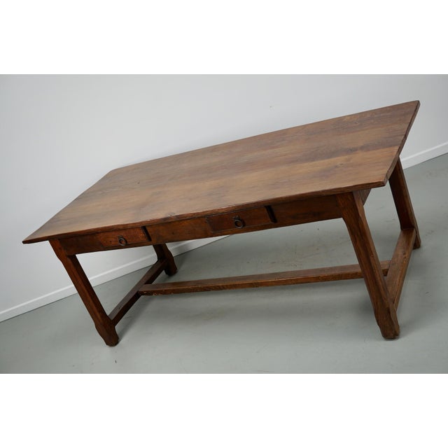 Wood Early 20th Century French Rustic Oak & Elm Farmhouse Dining Table, 1890s For Sale - Image 7 of 18