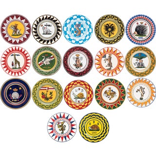 Contrade Set of 17 Salad Plates From Siena For Sale