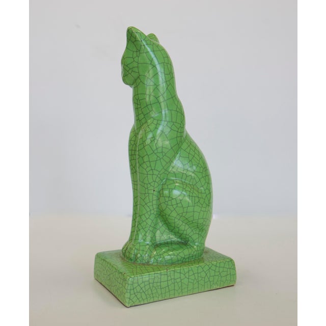 Art Deco Deco Vintage Celadon Green Cat For Sale - Image 3 of 3