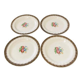 Vintage Floral Design Bread Plates- Set of 4 For Sale