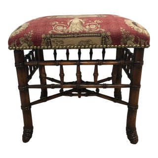 Vintage Chinoiserie Faux Bamboo Stool For Sale
