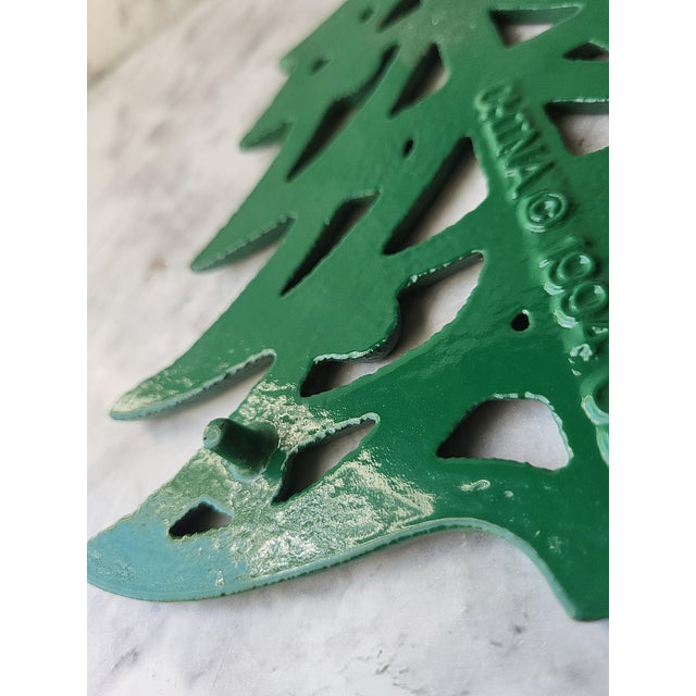 Green Vintage Cast Iron Christmas Tree Trivet For Sale - Image 8 of 12