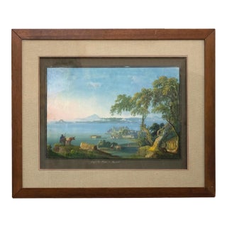 The Gulf and the Bay of Pozzuoli - Original Neapolitan Gouache - 19th Century For Sale