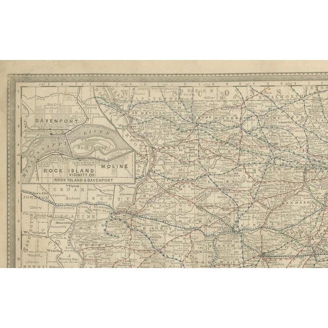 Late 19th Century Antique Map of Illinois Railroads and Cities and Counties, 1888 For Sale - Image 5 of 10