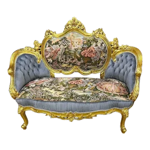 Baroque Style Art Sofa With Gold Details