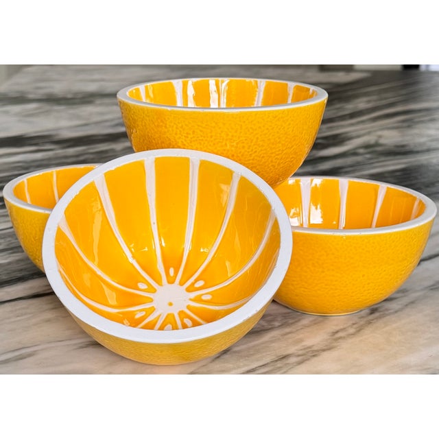 Late 20th Century Majolica Style Vintage Lemon Motif Bowls - Set of Four For Sale - Image 5 of 15