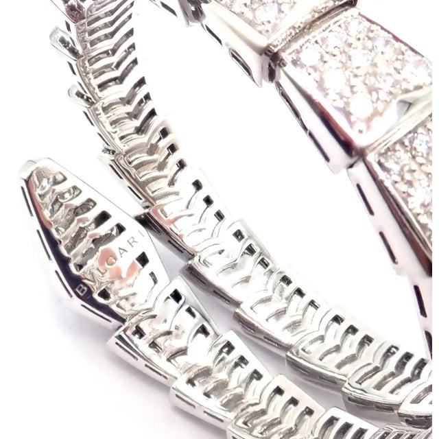 Bulgari Serpenti Viper White Gold Diamond Bangle Bracelet For Sale - Image 10 of 14