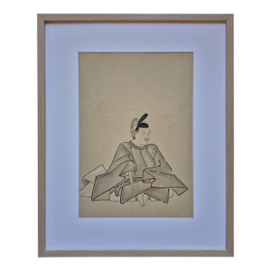 Antique Japanese Edo Period Painting of Samurai Lord - Framed