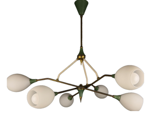 Mid-Century Chandelier with Opaline Glass from Stilnovo, Italy, 1960s