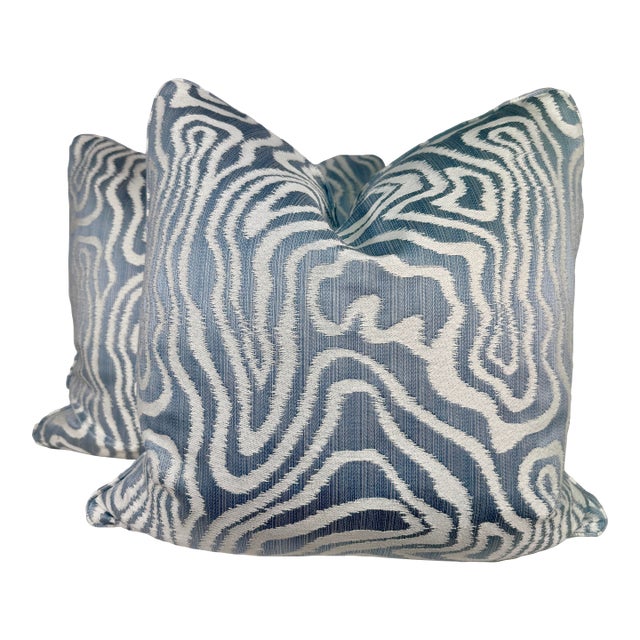 Thibaut "Allessandro" in Spa Blue 22" Pillows-a Pair For Sale