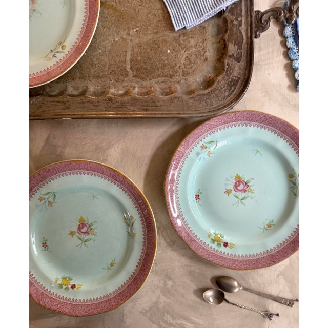 Vintage Lowestoft Calyx Ware Adams Floral Plates English China 8.25” - Set of Three (3) For Sale - Image 10 of 11