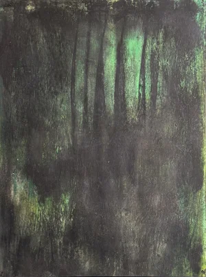 Through 18*24 Original Painting Art by Carrie Bergey - Black Green