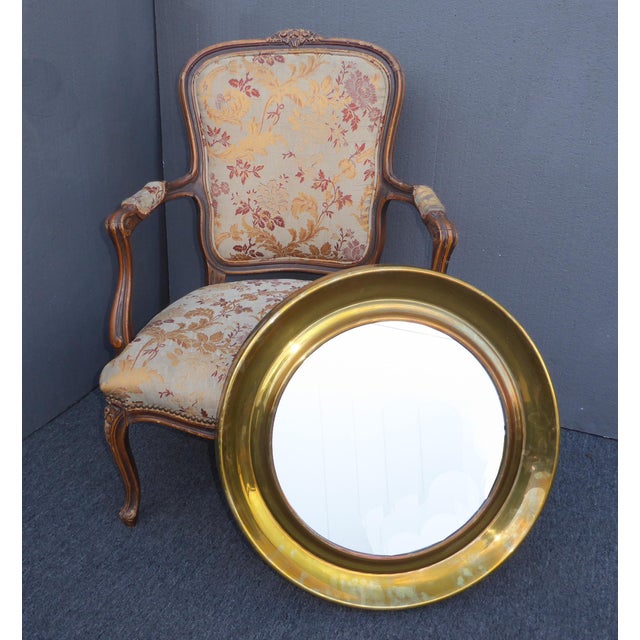 Vintage Mid-Century Modern Round Solid Brass Mirror | Chairish
