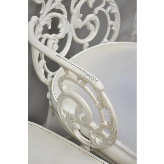 Vintage Art Nouveau Style Trojan Scrolling Cast Aluminum Dining Chairs Set of 4 For Sale - Image 9 of 18