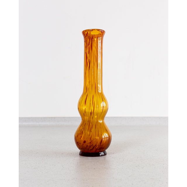 Mid-Century Modern Large Czech Orange Glass Vase For Sale - Image 3 of 3