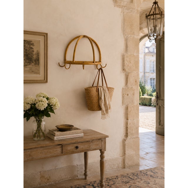 Vintage French Bamboo Rattan Dome Wall Rack | Wicker Coat & Hat Rack For Sale - Image 14 of 14
