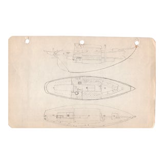 1940s Maine Marine Architectural Drawing on Paper For Sale