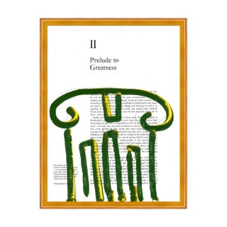 Green Column Print by Virginia Chamlee in Gold Frame, Medium For Sale
