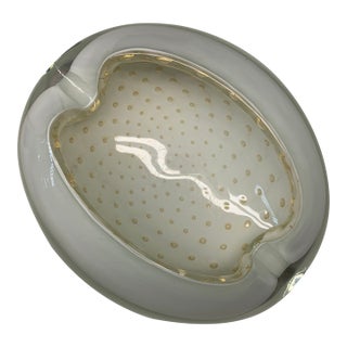 Vintage Murano Glass Alfredo Barbini Bullicante White Cased Glass With Gold Aventurine Flecks 2.4 LBS For Sale