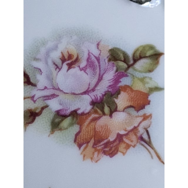 Victorian Vintage Victorian Hand Painted Porcelain Floral Twin Handled Vase For Sale - Image 3 of 13