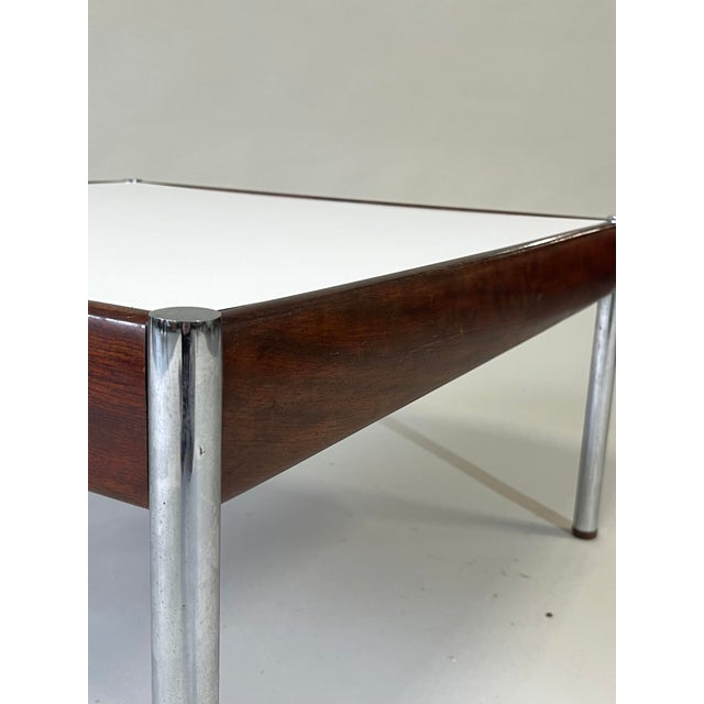 Brown Scandinavian Coffee Table with Teak in Chrome and White Laminate, 1960s For Sale - Image 8 of 12