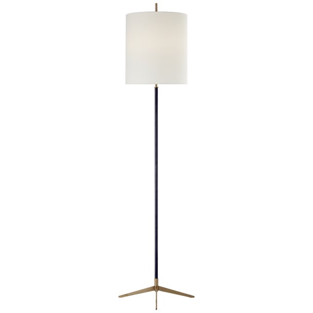 Modern Thomas O'Brien by Visual Comfort Signature Caron Floor Lamp in Bronze and Hand-Rubbed Antique Brass with Linen Shade For Sale - Image 3 of 3