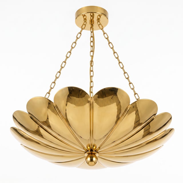 Gold Gold Shell Pendant Chandelier Light, Modern Coastal Ceiling Fixture, Elegant Gold Decor for Living Room or Dining Area For Sale - Image 8 of 14