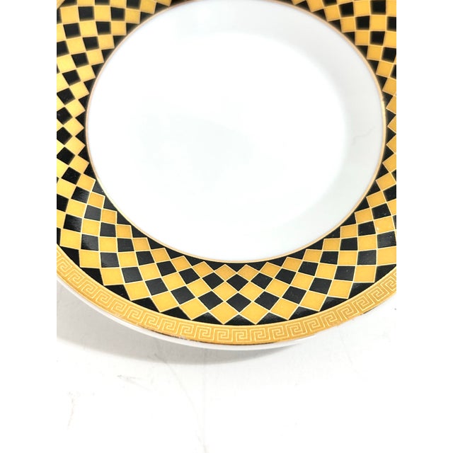 Vintage Porcelain Espresso Set With 18k Gold Harlequin Pattern & Greek Key Rim – 6 Cups & Saucers For Sale In Louisville - Image 6 of 10