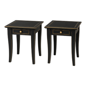Late 20th Century Pair of Onyx Black & Gilded Accent Tables — Custom Designer Finish