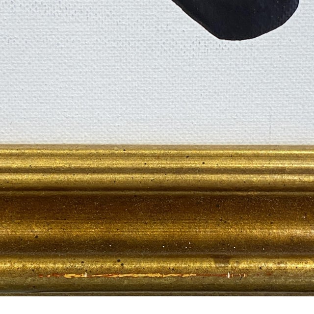 Black Stillness in Motion, Abstract Black & White Painting by Stephen Hansrote in Vintage Frame For Sale - Image 8 of 13