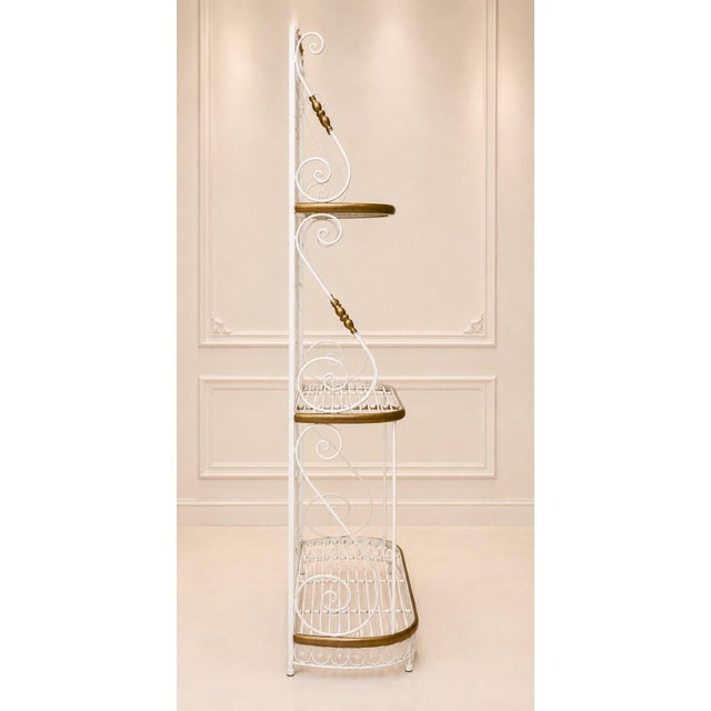 Belle Époque Baker's Shelf in White Lacquered Iron and Brass, 1890s For Sale - Image 5 of 6