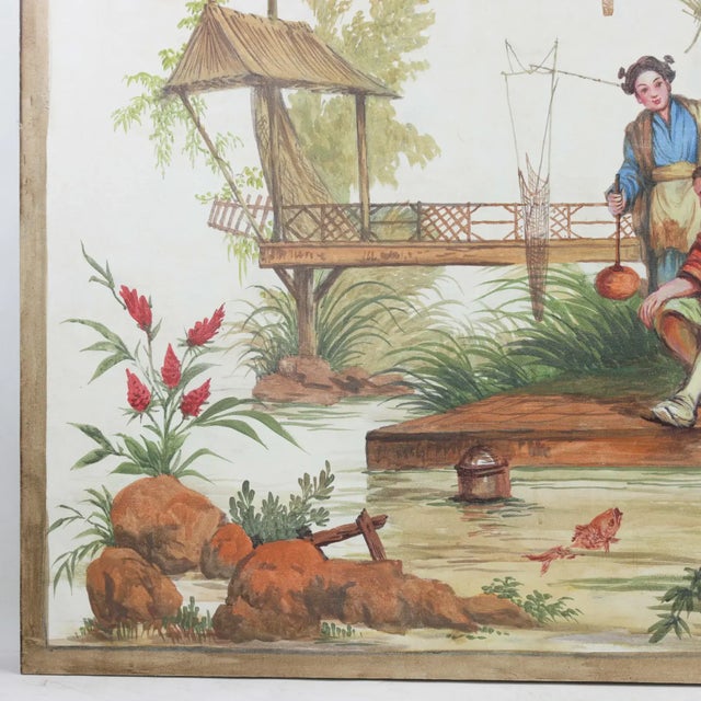 Late 20th Century Vintage 18th Century European "Chinoiserie" Style Decorative Painting For Sale - Image 5 of 9