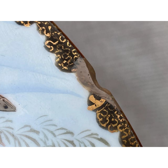 Early 20th Century Antique Kutani Hand Painted Koi Plates, Signed- Set of 9 For Sale - Image 11 of 12
