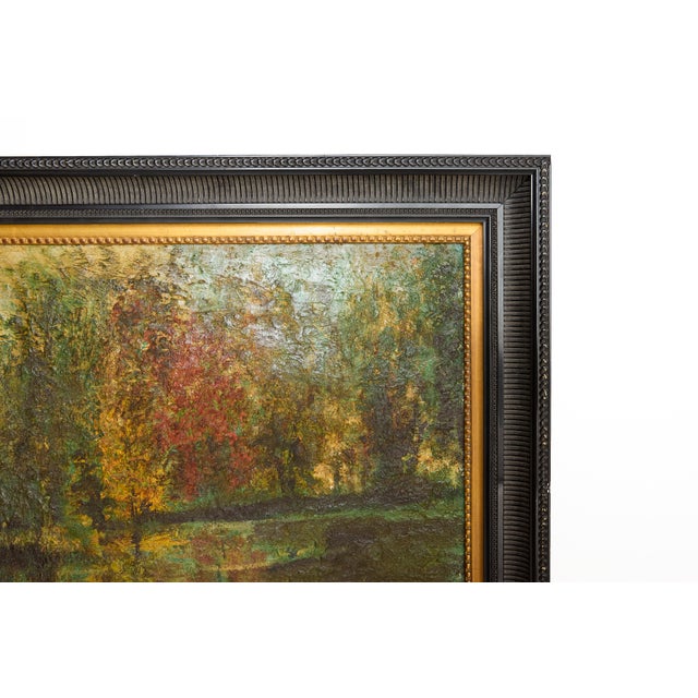Wood English Impressionist Landscape Oil on Board Painting For Sale - Image 7 of 9