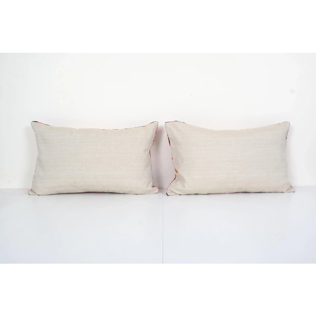 Pink Silk Ikat Velvet Pillow Cover - a Pair For Sale - Image 4 of 5