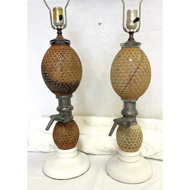 19th Century French 'Briet Brevete' Seltzer Bottle Lamps- a Pair For Sale - Image 4 of 12