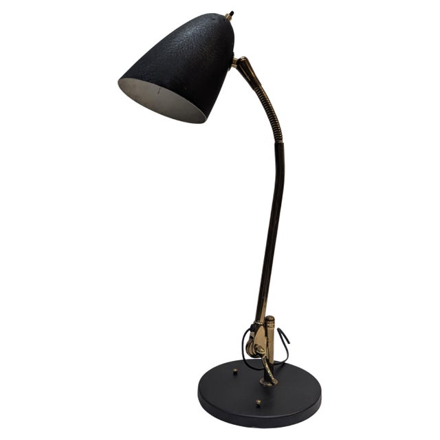 Swiss Belmag Articulating Goose Neck Desk Lamp designed by Christian Dell. Christian Dell for Belmag, Zurich Brass...