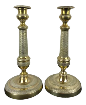 Pair of Early 19th Century French Empire Gilt Bronze Candlesticks