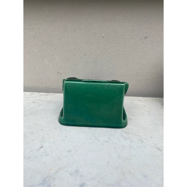 Mid-Century Modern French Green Majolica Money Bank Typewriter Circa 1950 For Sale - Image 3 of 5