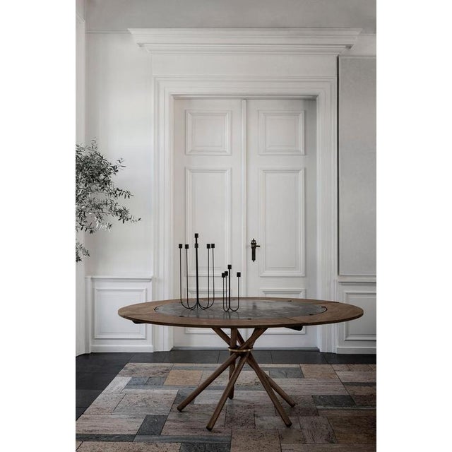 Hector Dining Table 120 with Concrete Top and Dark Oak Legs by Eberhart Furniture For Sale - Image 10 of 13