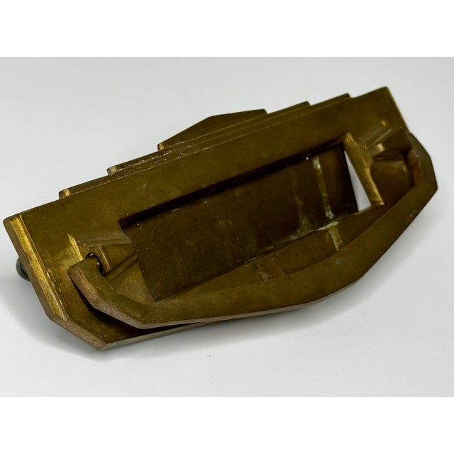 1920s British Art Deco Brass Door Knocker Mail Slot C1925 Original Design For Sale - Image 5 of 12