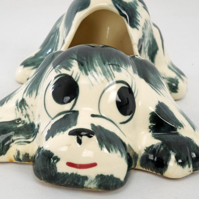 Traditional Vintage Ceramic Puppy Planter n.s. Co. 1950's For Sale - Image 3 of 10