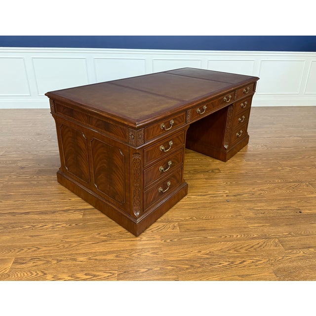 Leighton Hall Furniture Traditional Mahogany Executive Desk by Leighton Hall - Showroom Sample For Sale - Image 4 of 8